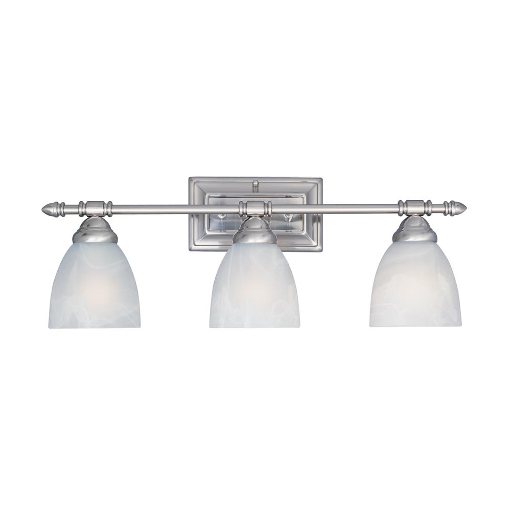 Designers Fountain 94003-SP 3 Light Bath Bar in Satin Platinum (Faux Alabaster Glass)